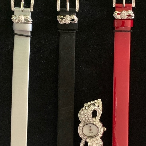 ? Victoria Wieck Pave Rhinestone Watch Set Leather Bands main image 5